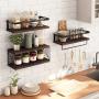 Superlele 3+1 Tier Wall Mounted Bathroom Shelves Over Toilet, Rustic Wood Floating Shelves with Metal Frame And Towel Bar for Bathroom, Kitchen, Bedroom, Living Room (Dark Brown)