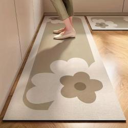 1pc Nordic Style Kitchen Mat - Modern Floral Design, Rubber Backed, Easy-to-Clean Rectangular Mat for Home Decor