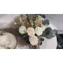 65pcs Artificial Rose Bouquet with Pampas Grass & Baby’s Breath – Elegant White Roses, Beige & Brown Dried Flowers for Home Decor, Wedding Centerpiece, Valentine’s Gift Set, Party Arrangement