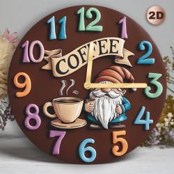[Whimsical Gnome Coffee Clock] Whimsical 1pc Gnome Coffee Time Fiberboard Silent Round Wall Clock - Cozy Decor for Morning Coffee Breaks & Family Gatherings - AA Battery Operated (Not Included)