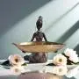 [African | Elegant] Golden-Leaf Elegant African Figurine Resin Tray Decor | Cultural Artwork, Handcrafted Look, Ideal for Home or Office Desktop | Versatile Indoor/Outdoor Use, Decorative Tray