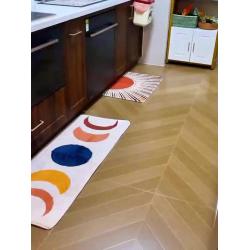 [Non-Slip Kitchen Mat] 2pcs Non-Slip, Absorbent Sun & Moon Geometric Kitchen Mat Set - Polyester Rugs in Rectangular Shapes (18x29.5