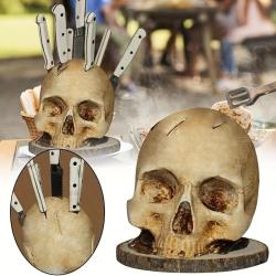 [Skull Knife Block Decor] 15cm/5.9in Resin Skull Knife Block - Indoor/Outdoor Use, No Electricity Required - Perfect for Home or Office Decor
