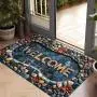 Welcome Stone Design Door Mat - Non-Slip, Easy Clean, Stain Resistant, Machine Washable Flannel Rug for Living Room, Bedroom, Kitchen, Office & Vacation Home Decor-18*30 Inch