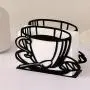 Elegant Black Iron Napkin Holder - Coffee Cup Design, Vertical Tabletop Paper Towel Clip for Home, Hotel & Cafe Decor