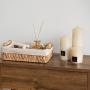 2pcs Vintage Rattan Shelf Baskets Set, Multipurpose Decorative Storage Bins with Liners and Handles, Ideal for Bathroom, Home Decor, and Spa Organization