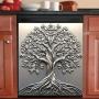 [Magnetic | Tree of Life] 1pc Magnetic Dishwasher Door Cover | Tree of Life Printed Theme Vinyl Art Print, Easy to Apply & Clean | Indoor Rectangular Dishwasher Trim, Kitchen Decor, 23.03 x 25.59 inches