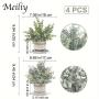 4pcs Mini Retro Artificial Green Plants, Decorative Potted Simulation Plants for Indoor Home, Office, Bedroom, Bathroom Multi-scene Ornament, Boho Housewarming Gifts, Home Aesthetic Decoration, Graduation Season Party Decor