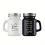 2pcs Vintage Glass 4.4OZ Farmhouse Salt And Pepper Shaker Set With Handle And Stainless Steel Lid