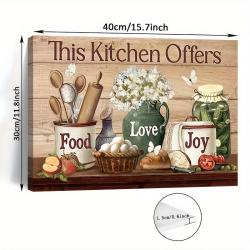 Wooden Framed Canvas Print Rustic Farmhouse Kitchen Wall Art - Animal Design for Living Room & Dining Decor - Perfect for Room Decor