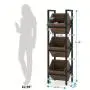 Holzkorbgestell – 3-stufiges Rustikales Holzkorbgestell – Robuste Schwarz Metallgestell – Vielseitig für Küche, Badezimmer, Wohnzimmer