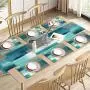 Nappe de Table d'Art Abstrait Bleu-Gris - Ensemble de 1 Nappe de Table et 6 Dessous de Verre - Décoration Table Campagne Art Bleu et Gris - 72 Pouces de Longueur pour un Usage Quotidien Nappe de Table d'Art Abstrait Bleu-Gris - Ensemble de 1 Nappe de Table et 6 Dessous de Verre - Décoration Table Campagne Art Bleu et Gris - 72 Pouces de Longueur pour un Usage Quotidien