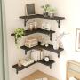 [Rustic Corner Shelves] Set Of 5 Black Corner Floating Shelves, Corner Book Shelf - Rustic Wall Shelves For Bathroom, Kitchen, Seasoning Bottles, Bedroom Or Living Room, Valentine's Day Decor