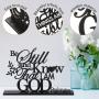 4pcs Inspirational Table Decorations Wooden Christian Faith Bible Verse Centerpieces Black Motivational Prayer Room Blessed Signs for Home Office Living Room Kitchen Farmhouse Art Decor