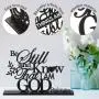 4pcs Inspirational Table Decorations Wooden Christian Faith Bible Verse Centerpieces Black Motivational Prayer Room Blessed Signs for Home Office Living Room Kitchen Farmhouse Art Decor