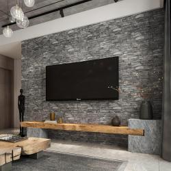 100pcs DIY 3D Brick Wall Stickers with Knife - Easy Peel & Stick, Waterproof, Foam Panels for Cozy Living Room, Kitchen, Bathroom Decor - Contemporary Gray and Black Design, Wall Stickers Home Decor