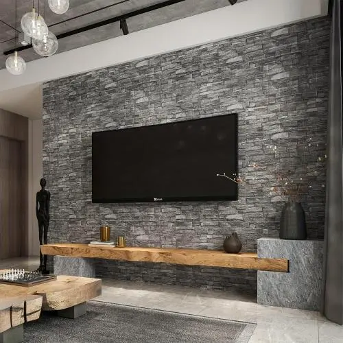 100pcs DIY 3D Brick Wall Stickers with Knife - Easy Peel & Stick, Waterproof, Foam Panels for Cozy Living Room, Kitchen, Bathroom Decor - Contemporary Gray and Black Design, Wall Stickers Home Decor