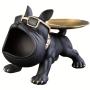 1 Black French Bulldog Storage Decor, Large Mouth Statue Art Crafts Creative Dog, Home Living Room Office Study Decoration, Room Desktop Display Entrance Decoration, Winter Christmas New Year Decoration, Handmade Home Decoration Style Doll Ornament