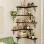 [Rustic Corner Shelves] Set Of 5 Black Corner Floating Shelves, Corner Book Shelf - Rustic Wall Shelves For Bathroom, Kitchen, Seasoning Bottles, Bedroom Or Living Room, Valentine's Day Decor