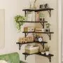 [Rustic Corner Shelves] Set Of 5 Black Corner Floating Shelves, Corner Book Shelf - Rustic Wall Shelves For Bathroom, Kitchen, Seasoning Bottles, Bedroom Or Living Room, Valentine's Day Decor