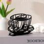 Elegant Black Iron Napkin Holder - Coffee Cup Design, Vertical Tabletop Paper Towel Clip for Home, Hotel & Cafe Decor