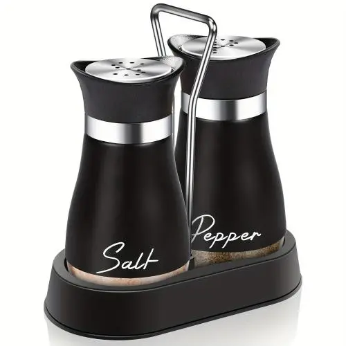 4 Oz Schwarzes Salz- und Pfefferstreuhalter Set mit Griff, wiederbefüllbar – ideal für Restaurants, Hochzeiten, Wohngeschenke, Küchenaccessoires und Dekoration.