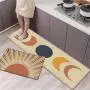 Nicht-rutschfähige Küchenmatte Set – 2 Stück, Absorbent Sonne & Mond Geometrische Küchenmatten Set – Polyester Teppiche in Rechteckigen Formen (18x29,5)