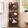 [Rustic Wood Basket Stand] 3-Tier Rustic Wood Basket Stand - Sturdy Black Metal Frame Storage Tower - Versatile for Kitchen, Bathroom, Living Room