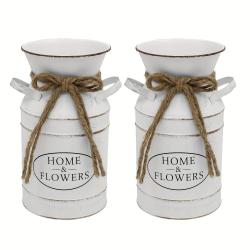 [Rustic | Vintage] Rustic Metal Galvanized Vase | Vintage Farmhouse Distressed Milk Jug with 