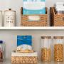 2pcs Vintage Rattan Shelf Baskets Set, Multipurpose Decorative Storage Bins with Liners and Handles, Ideal for Bathroom, Home Decor, and Spa Organization