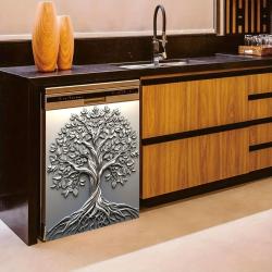 [Magnetic | Tree of Life] 1pc Magnetic Dishwasher Door Cover | Tree of Life Printed Theme Vinyl Art Print, Easy to Apply & Clean | Indoor Rectangular Dishwasher Trim, Kitchen Decor, 23.03 x 25.59 inches