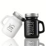 2pcs Vintage Glass 4.4OZ Farmhouse Salt And Pepper Shaker Set With Handle And Stainless Steel Lid
