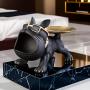 1 Black French Bulldog Storage Decor, Large Mouth Statue Art Crafts Creative Dog, Home Living Room Office Study Decoration, Room Desktop Display Entrance Decoration, Winter Christmas New Year Decoration, Handmade Home Decoration Style Doll Ornament
