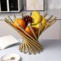 1pc Large Golden Stainless Steel Fruit Basket – Modern European Style Living Room Decor, Creative Metal Wire Design for Fruits, Flowers, or Home Accessories