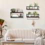 Superlele 3+1 Tier Wall Mounted Bathroom Shelves Over Toilet, Rustic Wood Floating Shelves with Metal Frame And Towel Bar for Bathroom, Kitchen, Bedroom, Living Room (Dark Brown)