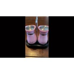 4 Oz Pink Salt And Pepper Shakers Set With Holder, Kitchen Decor And Accessories, Refillable Design, Cute Household Items For Mother's Day Housewarming Gift