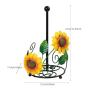 [Elegant Sunflower Holder] Black Yellow Elegant Sunflower Metal Tissue Holder - Decorative Kitchen & Bathroom Roll Paper Rack with Fresh Wrap Storage, Non-Food Safe, Sunflower Bathroom Decor