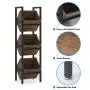 Holzkorbgestell – 3-stufiges Rustikales Holzkorbgestell – Robuste Schwarz Metallgestell – Vielseitig für Küche, Badezimmer, Wohnzimmer
