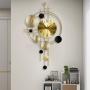 Golden Iron Silent Wall Clock - Modern Nordic-Inspired Art Deco Design with Large Numbers, Black & Golden Geometric Circles, Battery-Powered, Digital Display for Living Room & Home Decor, Decorative Wall Clock, Iron Construction