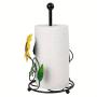 [Elegant Sunflower Holder] Black Yellow Elegant Sunflower Metal Tissue Holder - Decorative Kitchen & Bathroom Roll Paper Rack with Fresh Wrap Storage, Non-Food Safe, Sunflower Bathroom Decor