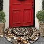 Colorful Pebble & Floral Welcome Mat - Non-Slip, Easy Clean, Semi-Round Door Mat for Indoor/Outdoor Use - Perfect for Entryway, Kitchen, Bathroom, Patio, Balcony Decor
