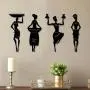 4-teiliges Set Exquisite afrikanische Frauen Silhouetten Metall Wanddekoration – Elegante weibliche Figuren mit filigranen Details für Wohnzimmer und Küche – Bringen Sie einen Hauch von Eleganz in Ihr Zuhause.