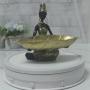 [African | Elegant] Golden-Leaf Elegant African Figurine Resin Tray Decor | Cultural Artwork, Handcrafted Look, Ideal for Home or Office Desktop | Versatile Indoor/Outdoor Use, Decorative Tray