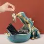 Verspielte Harz-Hippopotamus-Statue mit goldener herausgestreckter Zunge – Mehrfarbiges Süßigkeiten-Schüsselchen & Schlüsselbowl, Robustes ABS-Material, Ideal für die Innendekoration und Tischskulpturen, Perfekt zum Aufbewahren von Kleinigkeiten.