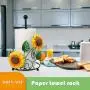 [Elegant Sunflower Holder] Black Yellow Elegant Sunflower Metal Tissue Holder - Decorative Kitchen & Bathroom Roll Paper Rack with Fresh Wrap Storage, Non-Food Safe, Sunflower Bathroom Decor