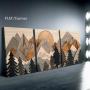 3pcs Wooden Mountain Landscape Canvas Prints - Waterproof Forest Art Wall Decor for Home, Office, and Dormitory, Pine Wood Frame, Indoor/Outdoor Use, Mountain Wall Ar