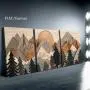 3pcs Wooden Mountain Landscape Canvas Prints - Waterproof Forest Art Wall Decor for Home, Office, and Dormitory, Pine Wood Frame, Indoor/Outdoor Use, Mountain Wall Ar