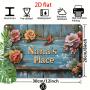 1pc Vintage Floral Welcome Metal Tin Sign - Nana's Place Rustic Aluminum Wall Art with Distressed Blue Background & Pink Flowers for Christmas, Holiday Home, Restaurant, Bar, Cafe, Garage Decor, 2D Flat, Perfect for Room Decor