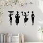 4-Piece Set Exquisite African Women Silhouette Metal Wall Art Decor - Elegant Female Figures with Intricate Details for Living Room and Kitchen - Add a Touch of Sophistication to Your Home