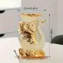 2pcs Ceramic Elegant Swan Vase Centerpieces, Vintage Style Cylindrical Home Decor, No Power Required, Battery-Free